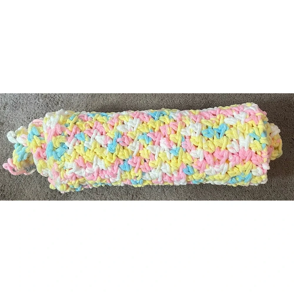 Baby Afghan Blanket Granny Square Pastel Pink/Blue/Yellow/White Hand Made 32x32